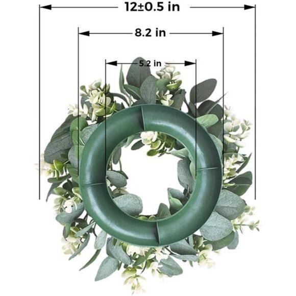 12" Artificial Eucalyptus Wreath for Front Door Small Spring Summer Wreath - Picture 2 of 8